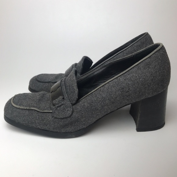 Vintage | Grey Fabric Blocked Heels - Picture 3 of 4